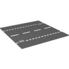 Baseplate 32 x 32 with 6-Stud Straight and Road with White Dashed Lines and Storm Drain Print