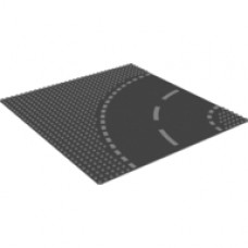 Baseplate 32 x 32 with 6-Stud Curve with Road with White Dashed Lines Print